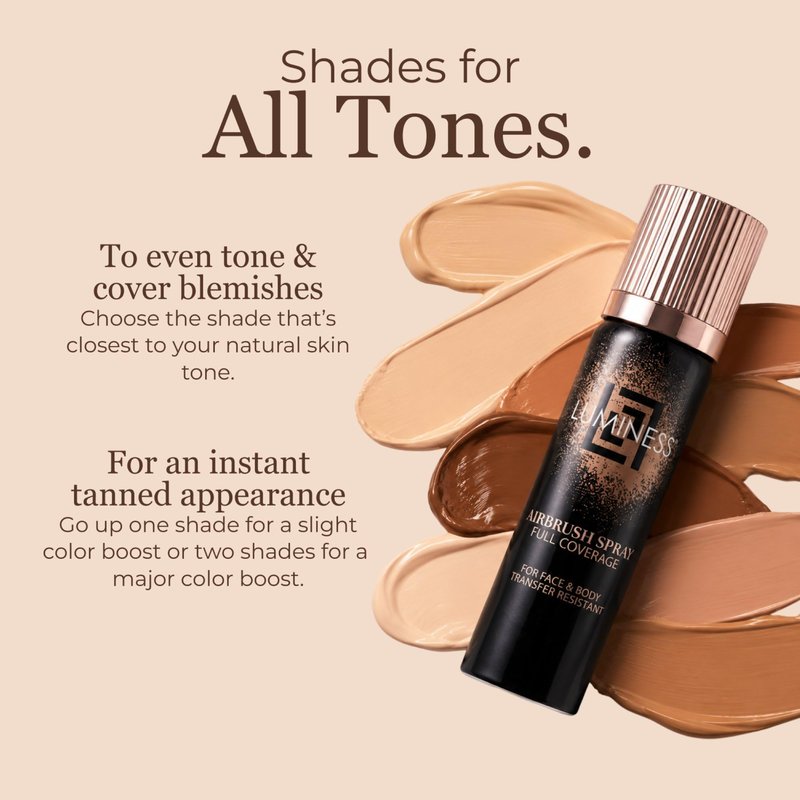 LUMINESS Transfer Resistant Airbrush Body Coverage - Tattoo Cover Up Makeup Waterproof Full Coverage Foundation for Leg and Body, Bronzer & Tattoo Concealer, 18-Hour Wear, 2.36 fl oz