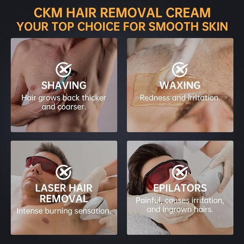 Men's Hair Removal Cream - Painless Depilatory Gel for All Skin Types, 3.38 FL OZ
