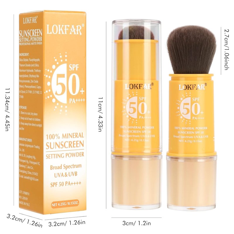 Mineral Powder Sunscreen - SPF 50 Brush-On for Face, Scalp & Hair | Matte Oil Control, Lightweight Finishing Powder - #01 Translucent