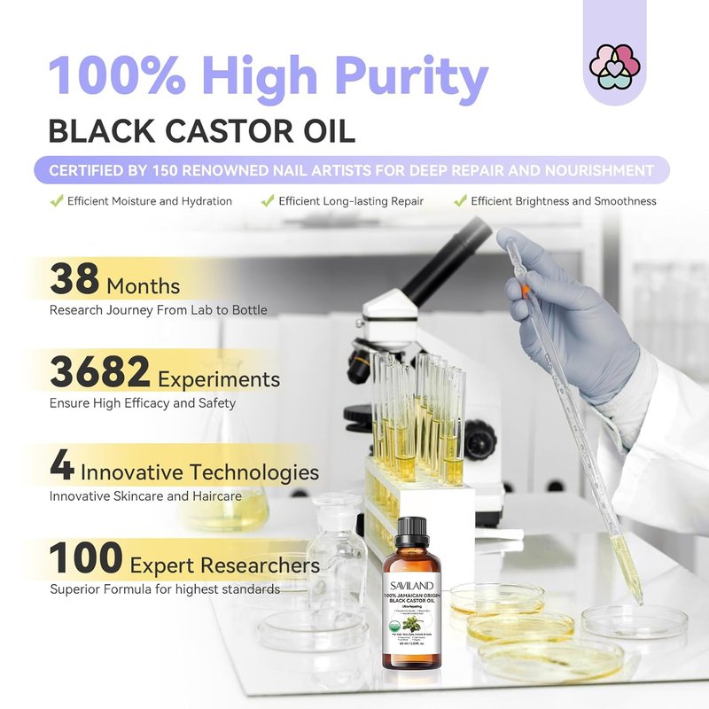 Jamaican Black Castor Oil - 100% Pure & Organic for Hair, Skin, Eyebrows | Unrefined, Multi-Purpose Care