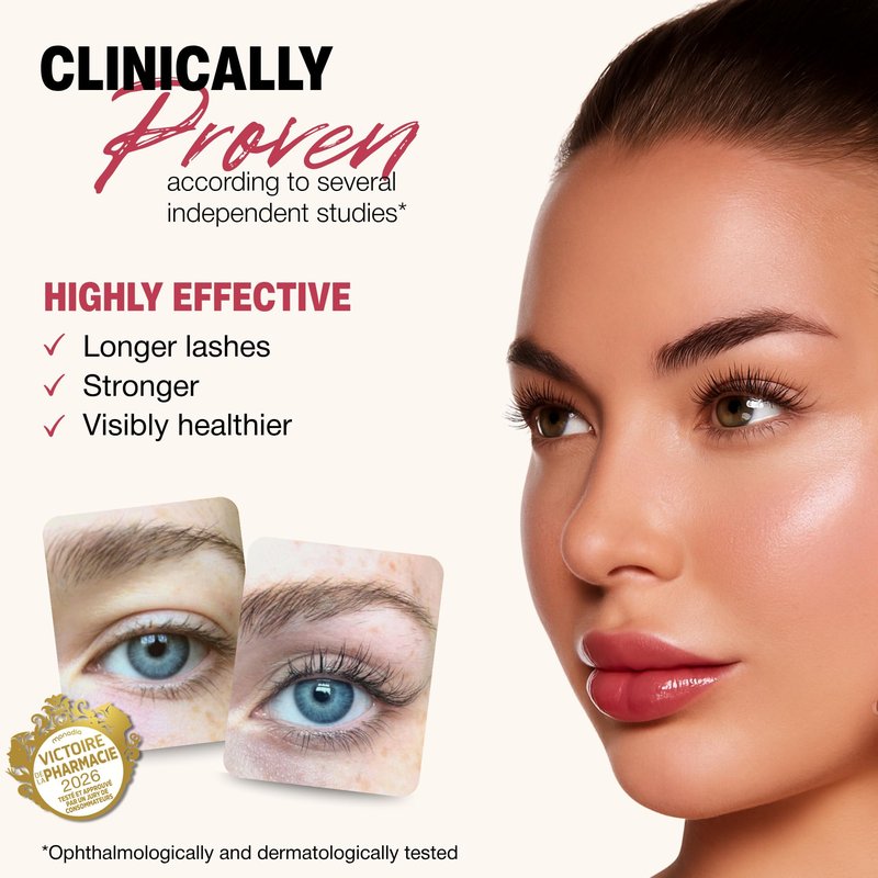 ROSEGOLD ROSELASH Growth Serum for Fuller, Longer, Thicker Lashes - 95% Natural Made in France - Hormone-Free, Fragrance-Free - Vegan