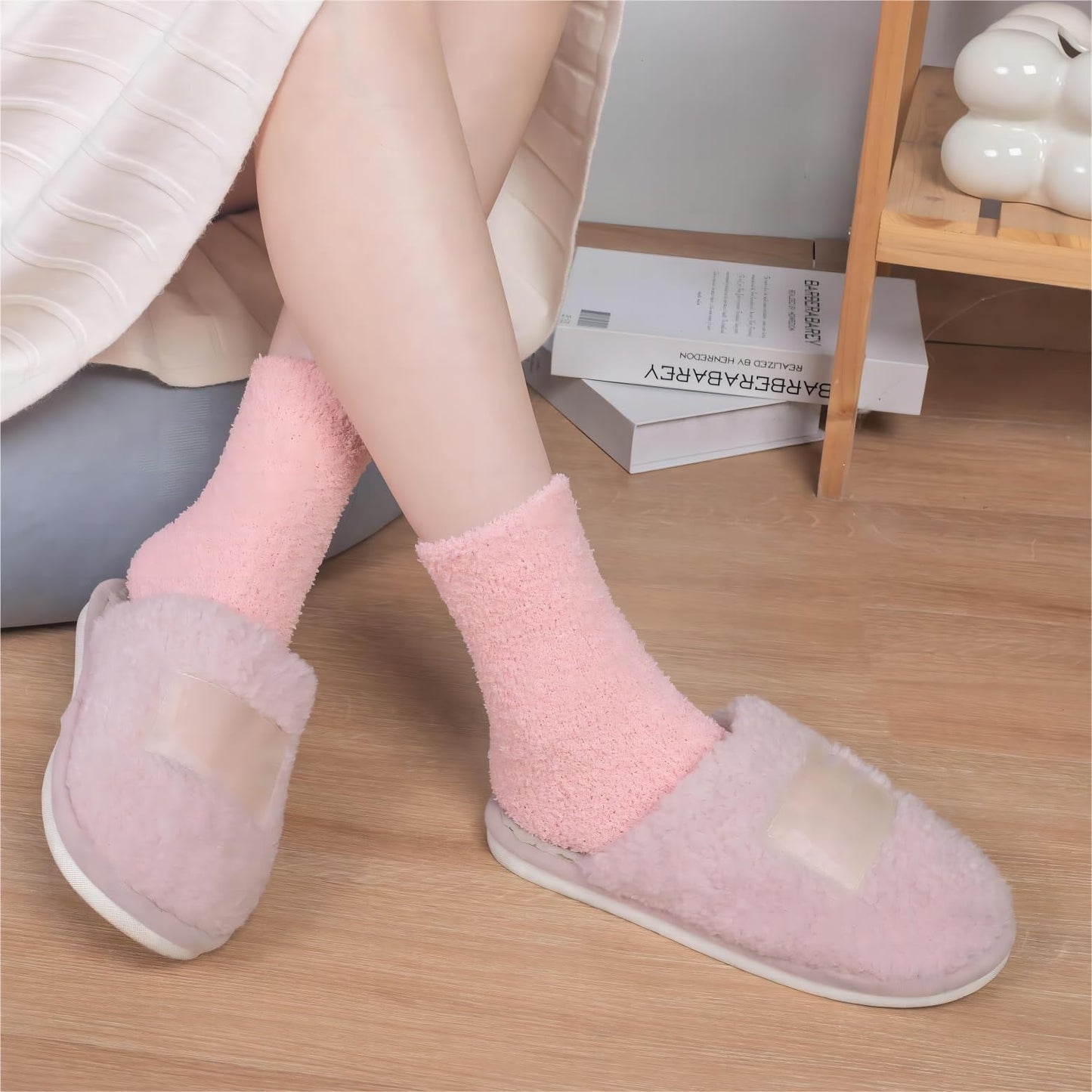 Tofox 6 Pairs Fuzzy Socks For Women Soft Home Slipper Socks Fluffy Sleeping Socks