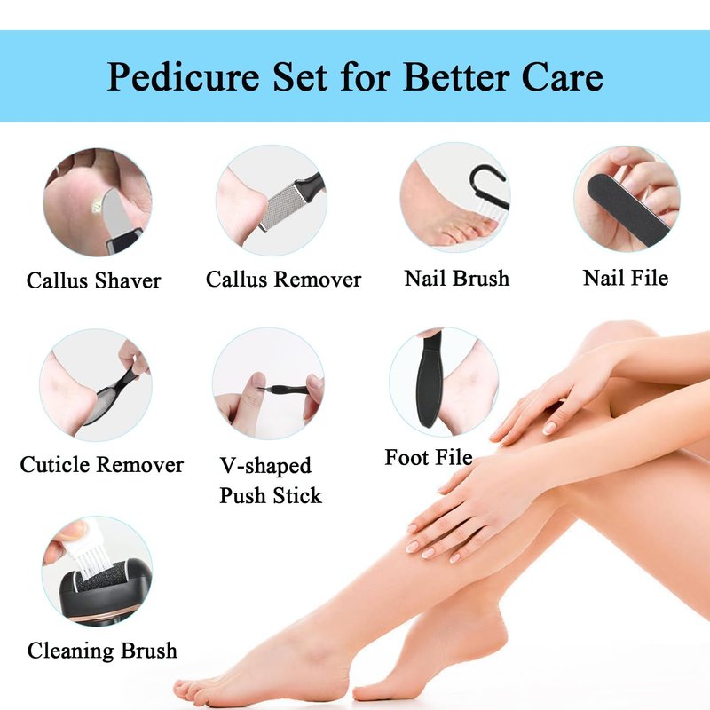 Callus Remover for Feet Electric Foot File, 13-in-1 Professional Pedicure Tools Foot Care Kit, Foot Scrubber Pedi for Hard Cracked Dry Dead Skin, 3 Rollers, 2 Speed, Battery Display (Black)