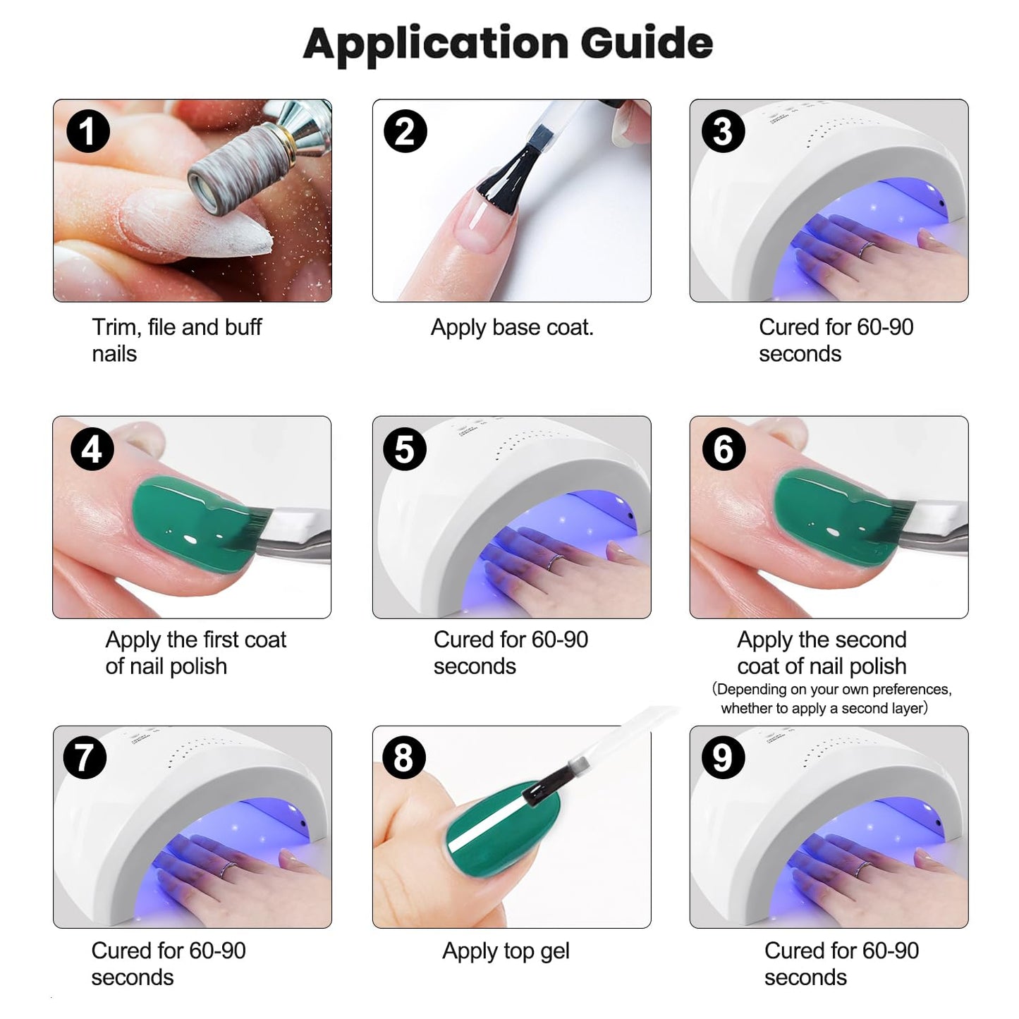 Vishine Gel Nail Polish Kit - 4 Colors Including Glitter Green Sparkle | 15ml for DIY Nail Art