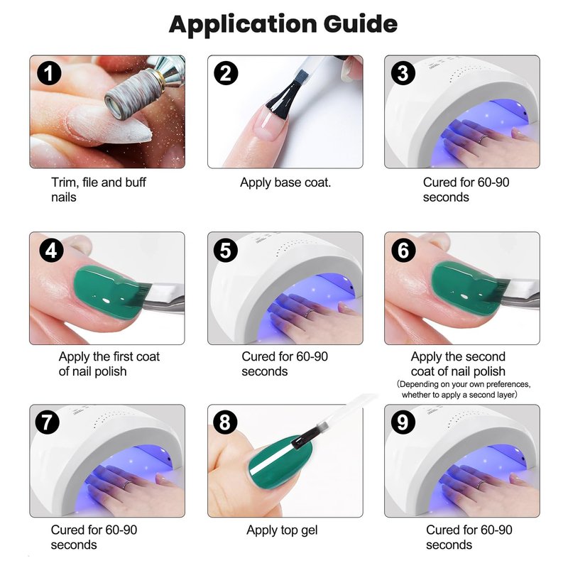 Vishine Gel Nail Polish Kit - 4 Colors Including Glitter Green Sparkle | 15ml for DIY Nail Art