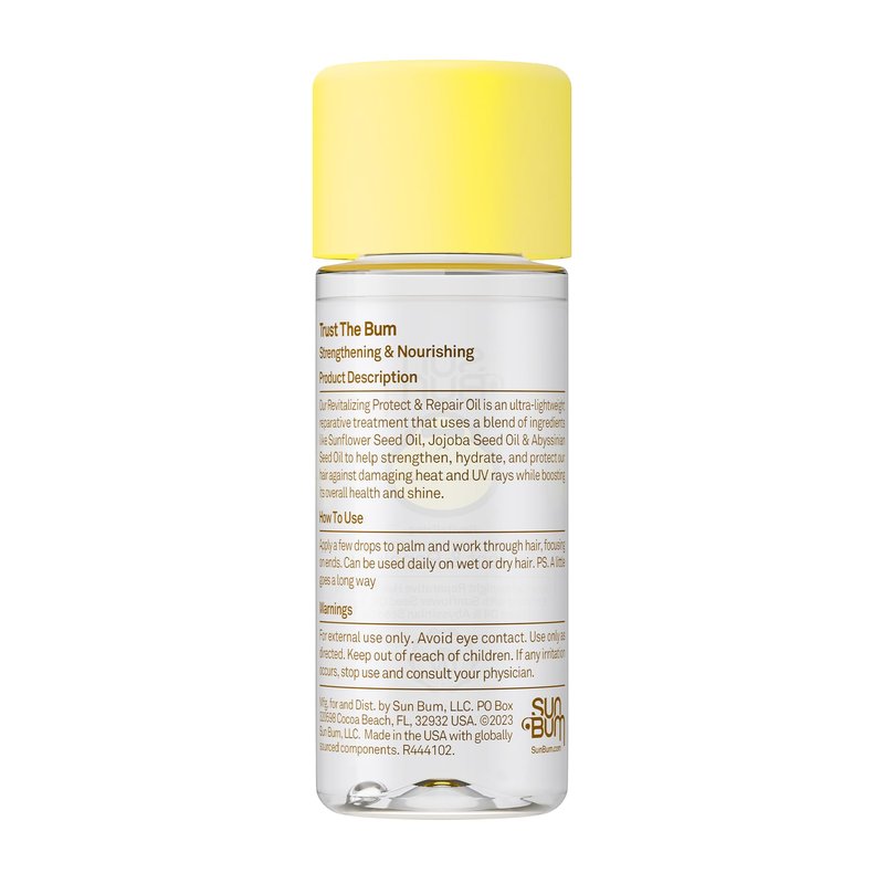 Sun Bum Revitalizing Protect and Repair Hair Oil - Light-weight Hair Care Treatment - Strengthen and Hydrates - UV Protection against Heat Damage and Sun Rays - Enriched with Jojoba Oil - 1.7 oz