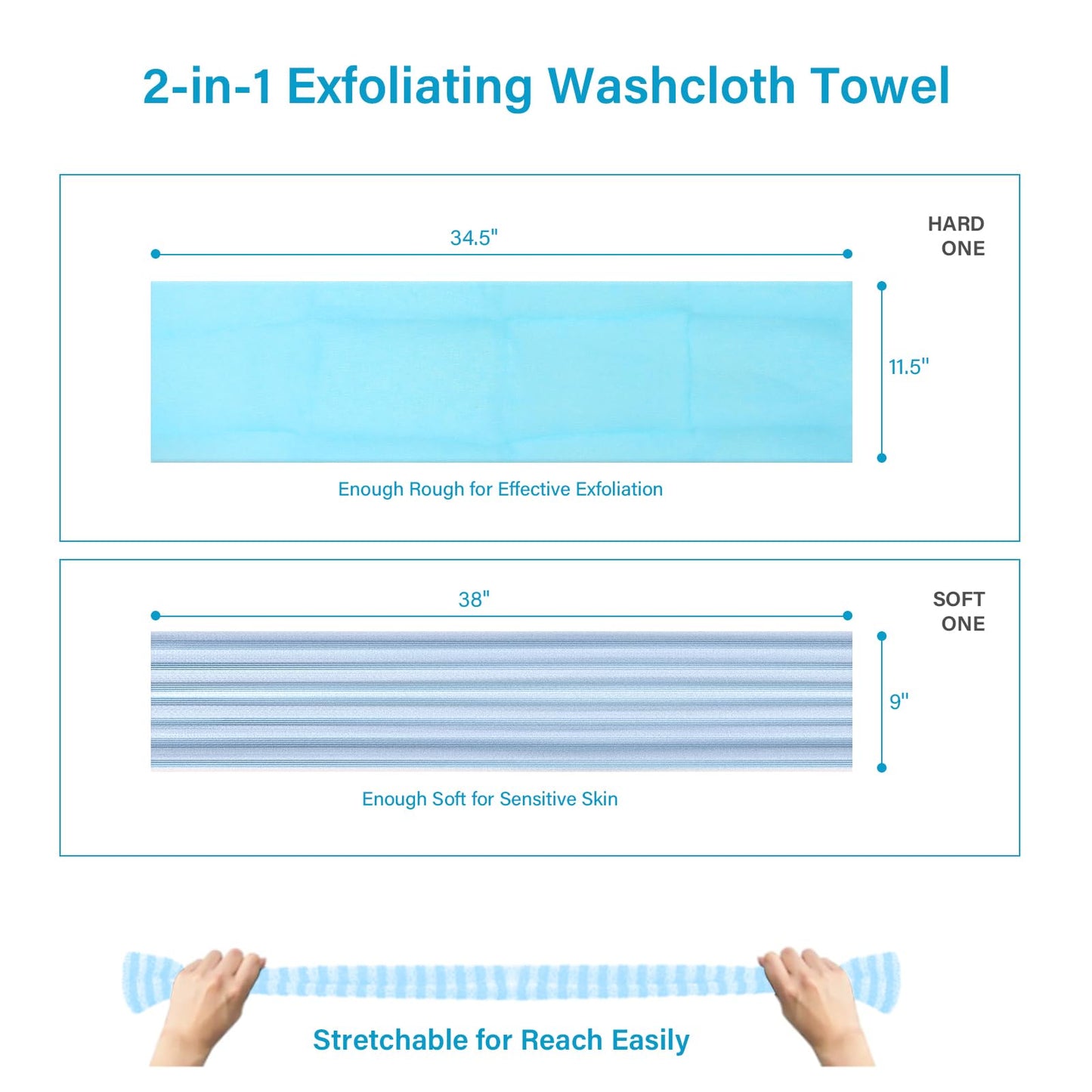 Yiclick 2pcs Back Scrubber for Shower Bath ,Exfoliating Body Scrubber, Body Exfoliator Loofah Luffa Sponge Net Rag Back Washer