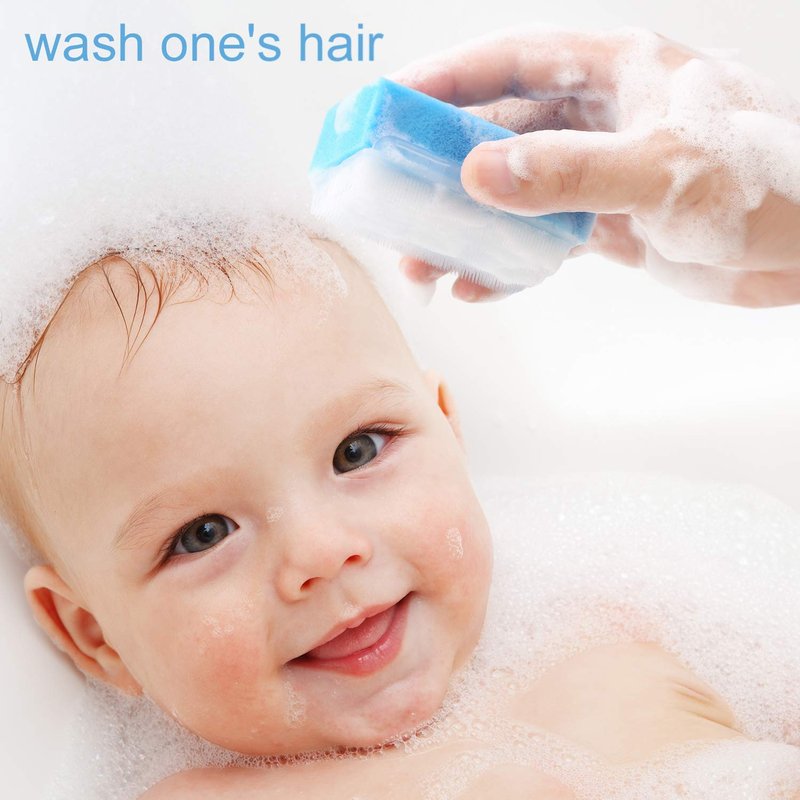 (6 PCS Baby Bath Time Sponge Brush- Body, Hair, and Scalp Cleaning - Gentle on Infant, Toddler Sensitive Skin - Great Sensory Feel.