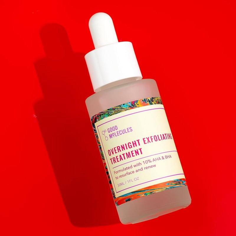 Good Molecules Overnight Exfoliating Treatment - AHA & BHA Face Exfoliator for Pore Minimizing | Lightweight Glycolic & Salicylic Acid Formula