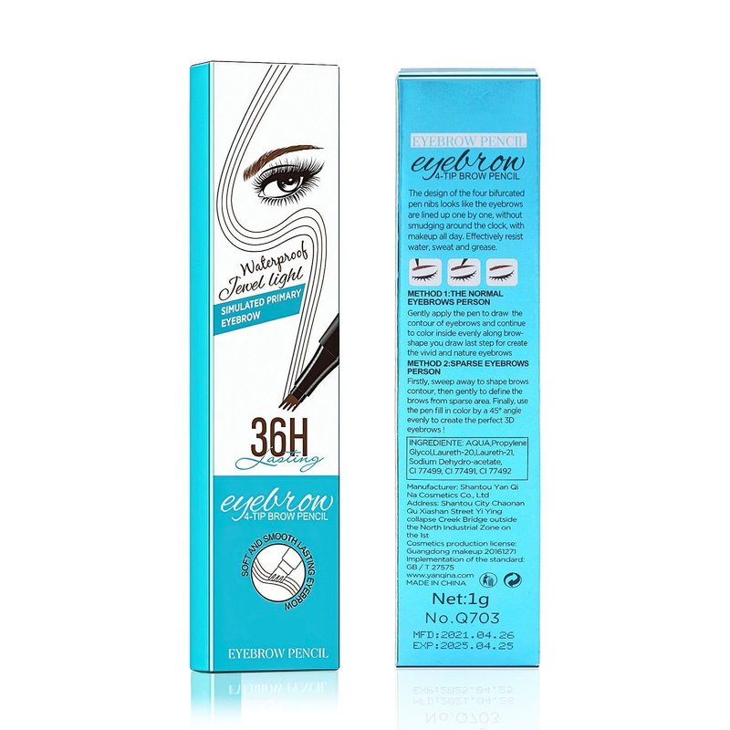 Microblading Eyebrow Pen 4 Fork Tip Tattoo Pencil, Long-Lasting Eye Brow Pencils for Women, Easy to Use Microblade Eyebrow Pencil Eyebrow Brush (Dark Brown)