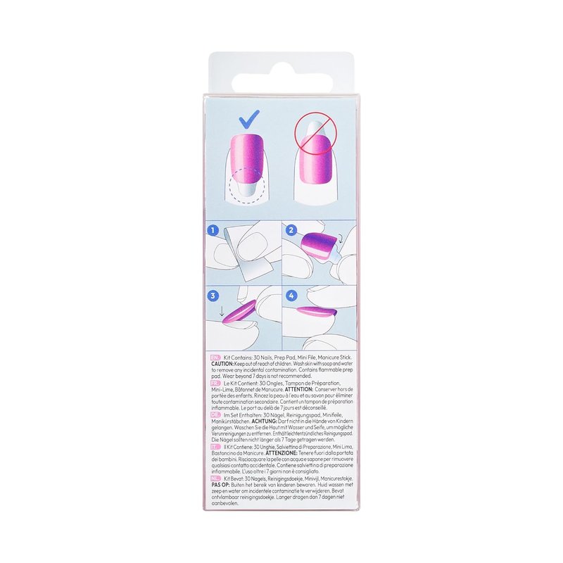 Kiss ColorFX Valentine’s Day Press-On Nails - Adorable Pink Short Oval | 30 Nails, Prep Pad & More