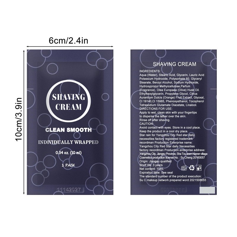 Travel Shaving Cream for Men, Individually Wrapped Mini Shaving Cream in Bulk, Disposable Travel Size Toiletries Amenities Vacation for Hotel, Shelter/Homeless/Nursing Home/Charity 0.34 oz (30 Pack)