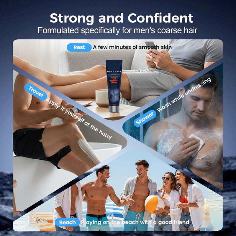 Fast-Acting Body Hair Removal Cream for Men, 2026 New Men’s Hair Removal Cream for Full Body and Intimate Areas, Moisturizing Soothing Painless Depilatory Cream for Male Grooming (3, One Size)