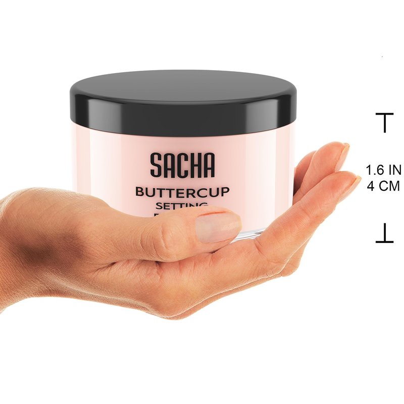 Sacha Buttercup Rosé Setting Powder – All Skin Tones Translucent Loose Face Powder, Flashback-Resistant, Oil Control, Long-Wear Matte Finish (1.75 oz)