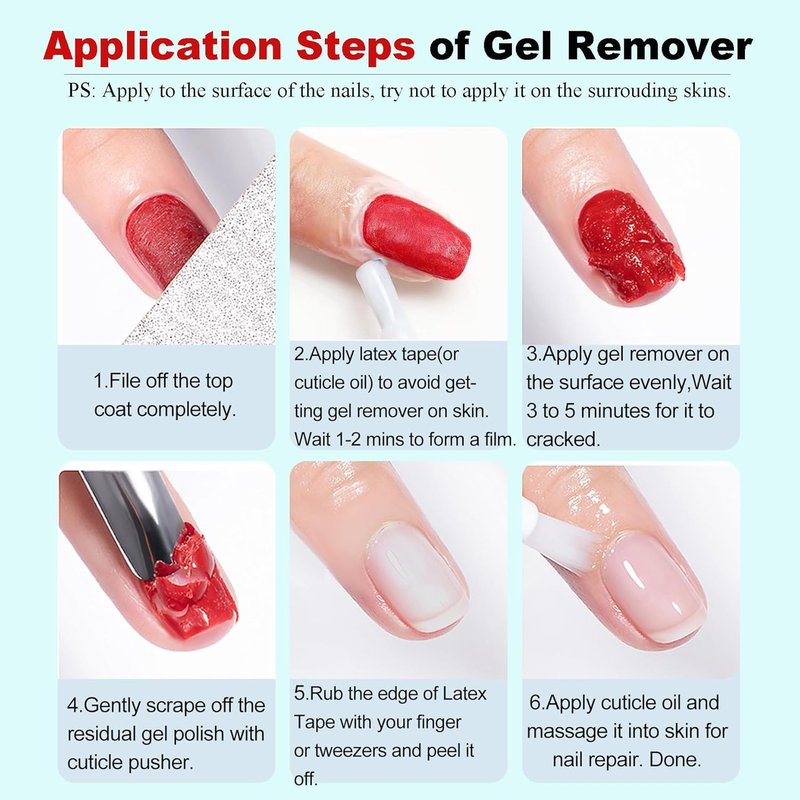LOUINSTIC Gel Nail Polish Remover - Low-Irritation Liquid Latex with Manicure Tools | Quick 2-5 Minute Removal