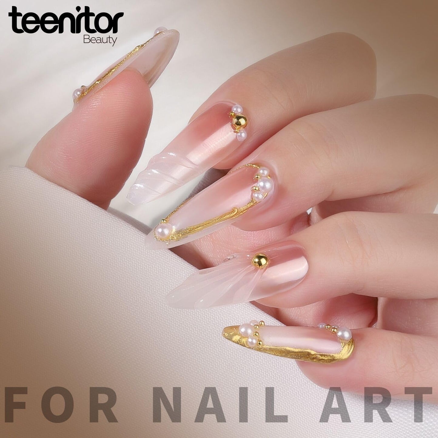 Teenitor Gold Chrome Nail Powder Kit with Nail Charms And Gems, Pearl Nail Chrome Powder for Nails, Silver Crome Powder for Gel Nails, Nail Supplies Nail Decor