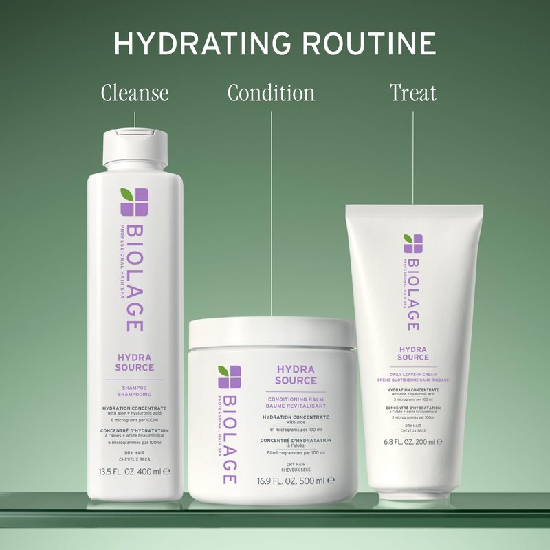 Biolage Hydra Source Shampoo - Softens, Moisturizes & Adds Shine, For Dry Hair, Infused with Micro-Filtered Aloe Vera & Fermented Hyaluronic Acid, Vegan & Paraben-Free, 1.7 Fl Oz