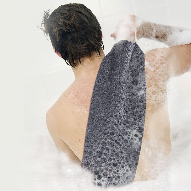 MIG4U Exfoliating Back Scrubber for Shower for Men & Women, Bath Body Scrub Strap with Handles, Long Strecthy Towel Wash Exfoliator Deep Clean Dead Skin