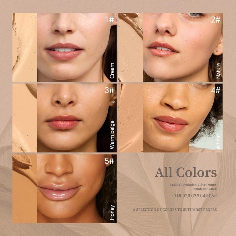 Matte Foundation Stick - Lightweight Buildable Coverage with Brush | Cream Color, 01