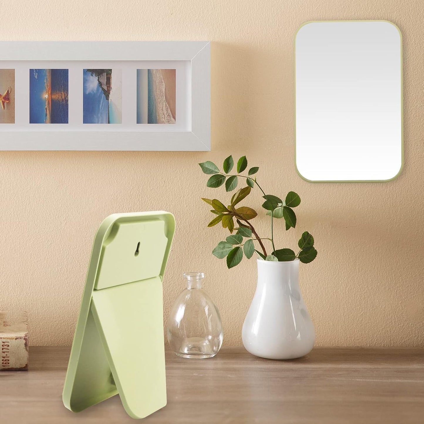 Ymemok Desktop Makeup Mirror, 8 Inch Portable Mirror, Simple Folding Makeup Mmirror with Stand, Standing Wall Hanging Double-Duty Black