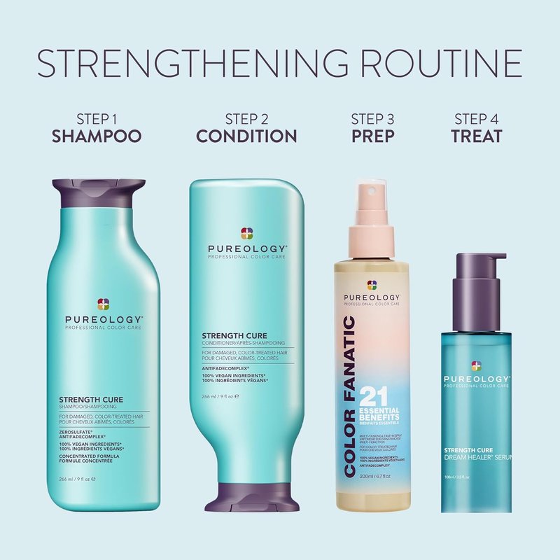 Pureology Strength Cure Shampoo - Repair Damaged Color-Treated Hair | Vegan, Sulfate-Free Formula