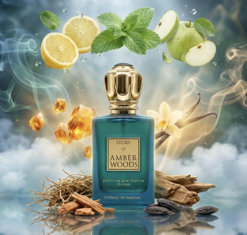 Prince Parfums Dubai - The Story of Amber Woods - 3.4 Ounces - Exquisite Men's Extrait de Parfum - Rich, Luxurious Scent of Amber, Cedar, Vetiver for the Modern Man - Depth, Warmth & Mastery