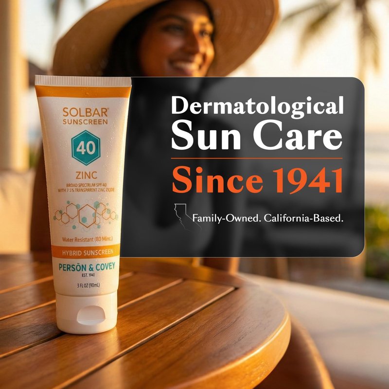 Solbar Zinc SPF 40 Hybrid Sunscreen for Face & Body, Transparent Zinc Oxide, Broad Spectrum Sun Care, Water Resistant Travel Size 3oz