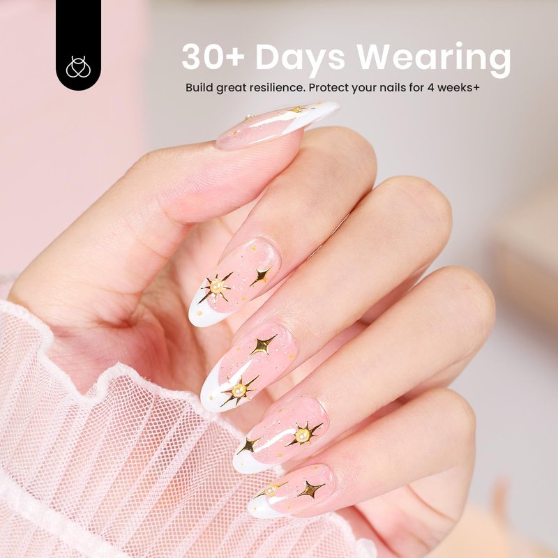 Beetles Builder Gel for Nails-Starlit Nude 8 in 1 Nail Thickening Strengthening Building Apex for Beginner DIY Salon at Home,Shimmer Pink Builder Nail Gel,UV & LED Lamp Cured Needed