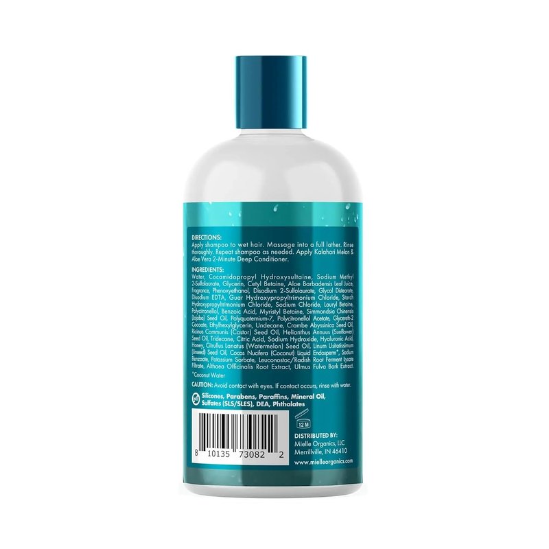 Mielle Organics Kalahari Melon & Aloe Shampoo - Hydrating Sulfate-Free Formula for Curly Hair | 12 Ounce