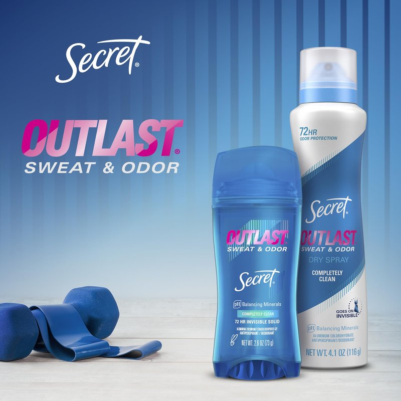 Secret Outlast Antiperspirant Deodorant for Women, 72hr Sweat & Odor Protection, PH Balancing Minerals, Clear Gel, Protecting Powder Scent, 2.6 oz (Pack of 2)
