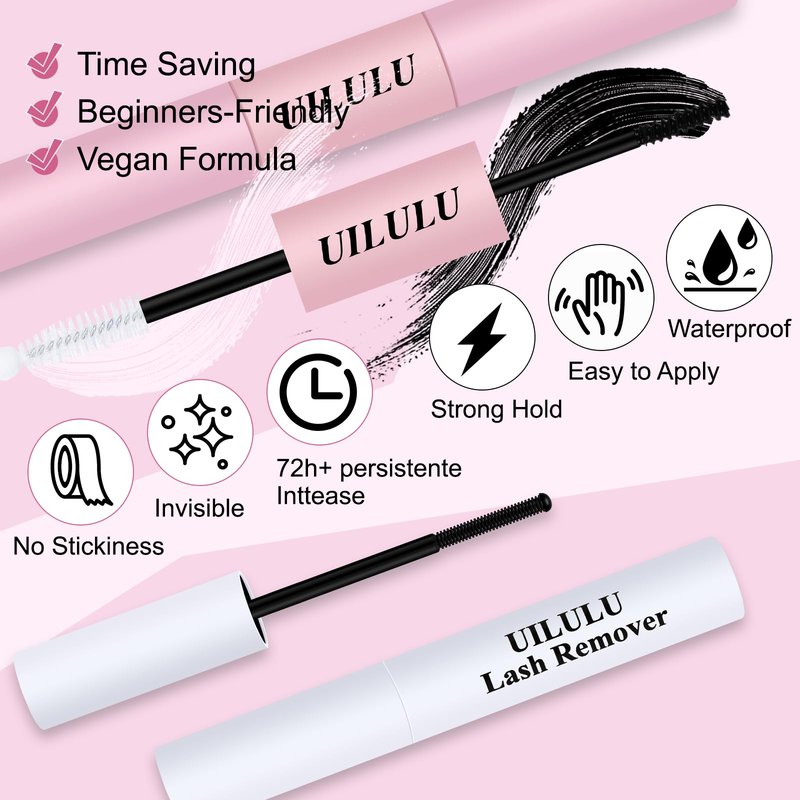 Uilulu Lash Cluster Glue, Lash Bond and Seal With Lash Remover Waterproof Glue for Eyelash Clusters Hold Long-Lasting Eyelash Adhesive (15ml)