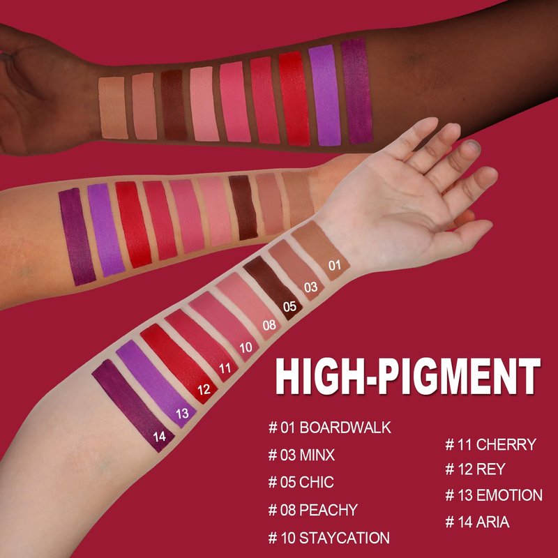 O'CHAIN Purple Matte Lipstick, Long Lasting Full Coverage Non-Transfer Lipstick for Women Infused with Jojoba Oil and Vitamin E, Cruelty-Free & Vegan (13 EMOTION) 0.12 Oz