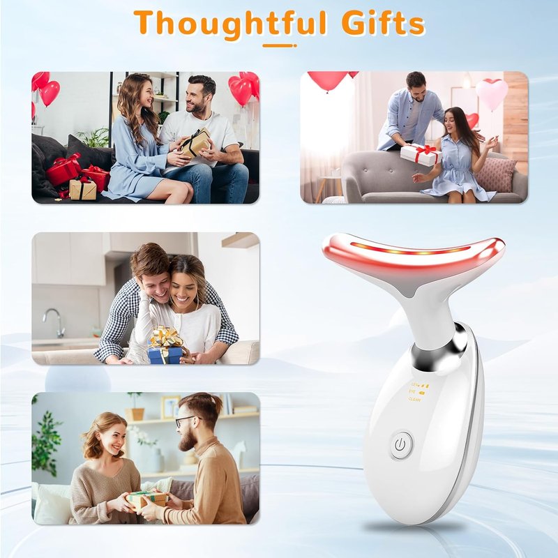 Skiennix Facial Beauty Device - Triple Action LED Face Massager with 7 Color Options | Glossy White