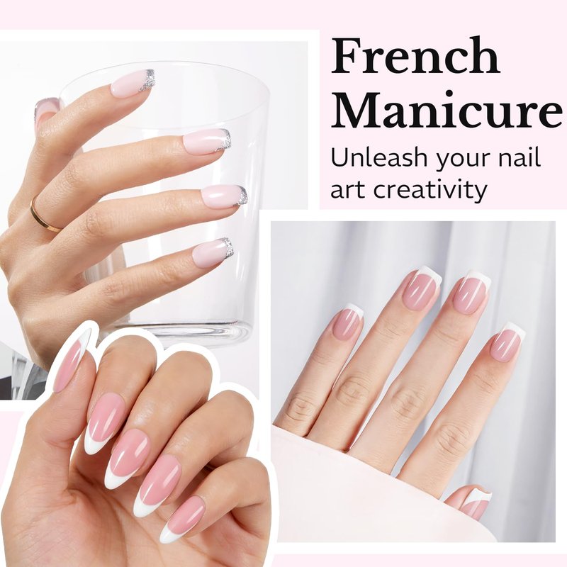 AZUREBEAUTY French Tip Stamp, 6Pcs French Tip Tool, Soft Silicone Nail Stamper, 2 in 1 French Manicure Kit with Nail Stamp Heads, Scraper and Replacement Heads, Nail Art Tools for Home DIY Salon