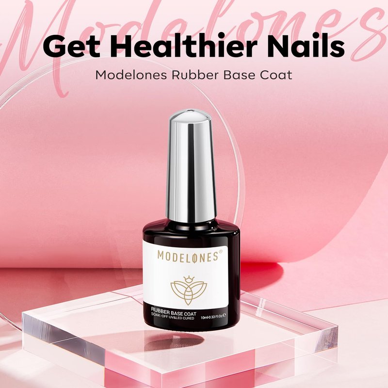 modelones Builder Rubber Base Gel for Nails, Milky Pink Light Baby Color 6 in One Nude Base Coat Strengthen Apex Building Extension Long Last Protect Soak Off Manicure for Fragile Nail Art DIY Home