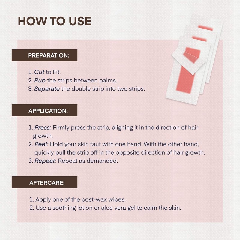 Facial Wax Strips Hair Removal for Women: Face Upper Lip Eyebrow Chin Waxing Hair Remover Kit - Natural & Vegan Ready to Use At Home & Travel, Sensitive Skin Friendly - 40 Ct with 6 Wipes