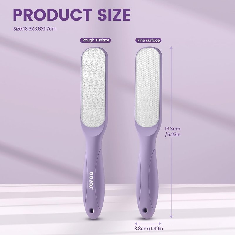 BEZOX Glass Foot File - Callus Remover for Silky Smooth Heels | Professional Pedicure Tool, Washable Foot Scraper - Purple