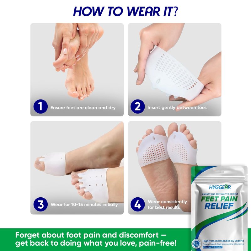 Hyggear Silicone Toe Separators (Left & Right Pair), Toe Spacer for Overlapping Toes, Foot Pain Relief for Bunions, Hammer Toe & Plantar Fasciitis, Comfortable & Breathable for Women & Men