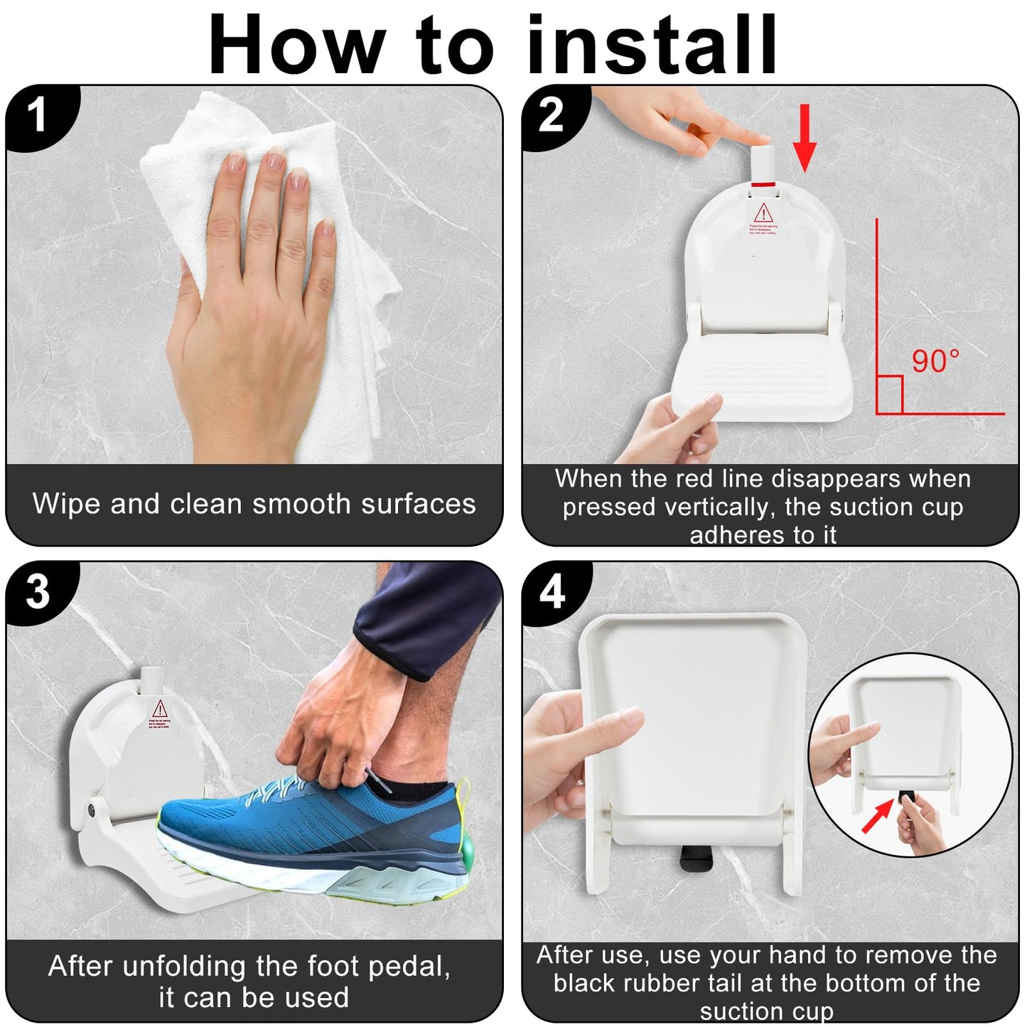 ZMJY Shower Foot Rest, Strong Suction Cup Foldable Foot Stool for Shaving Legs in Shower, No Drill Bathroom Foot Rest with Anti-Slip Surface for Elderly, Pregnancy, Portable for RV Travel