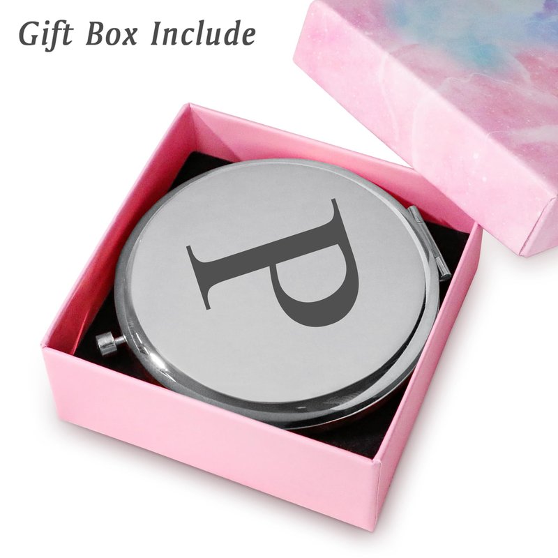 QUSTGO Personalized Gift for Women Girls Her, Custom Gifts for Adult Teen, Monogram Alphabet Initial Compact Mirror for Birthday, Graduation, Mothers Day, Basket Stuffers