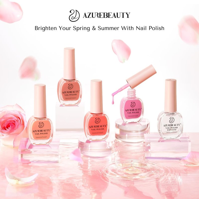 AZUREBEAUTY Jelly Nail Polish Set Quick Dry Transparent Nude Pink Purple Brown 4 Colors Sheer Natural Nail Lacquer Fingernail Kit with Top Coat Nail Polish DIY Salon Home