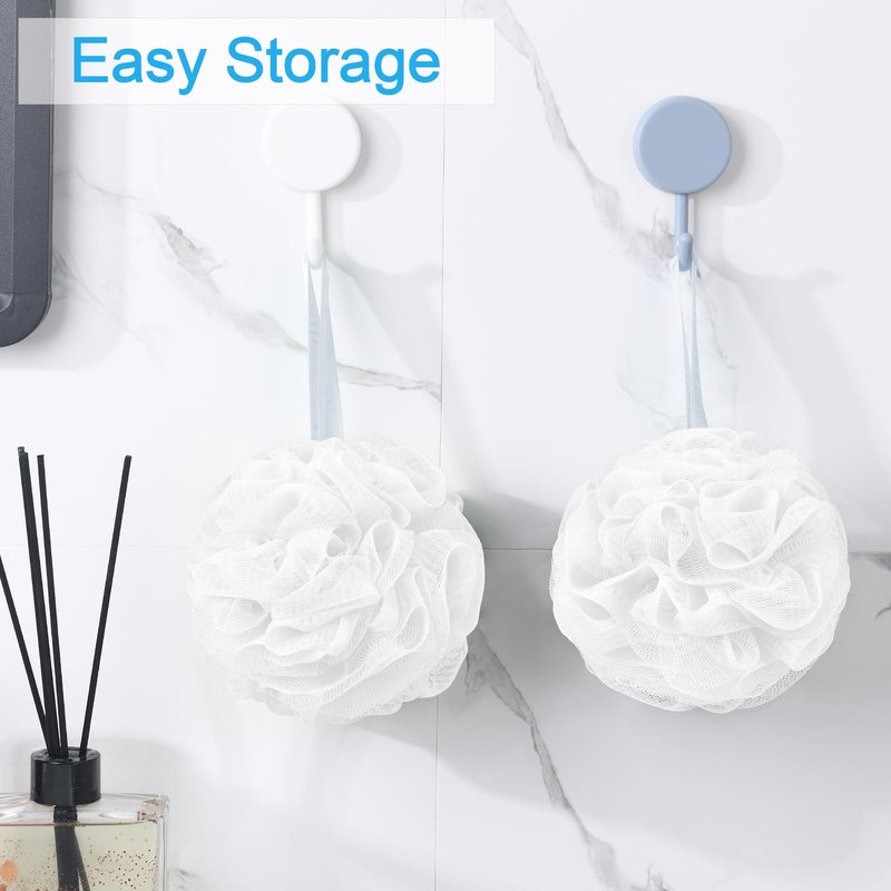AmazerBath Loofah Sponge 60g/Piece, Exfoliating Bath Sponge Body Scrubber - Loofa Set of 4 - Snow White