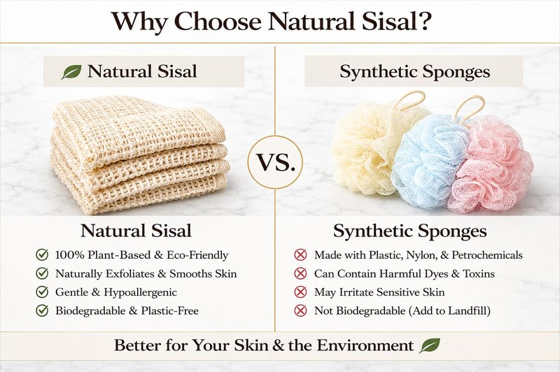100% Natural Sisal Washcloth. Gentle Exfoliation for Smoother Skin. Durable & Reusable for Face & Body. 100% Biodegradable. Removes Dead Skin Cells and Dirt (3 Pcs)