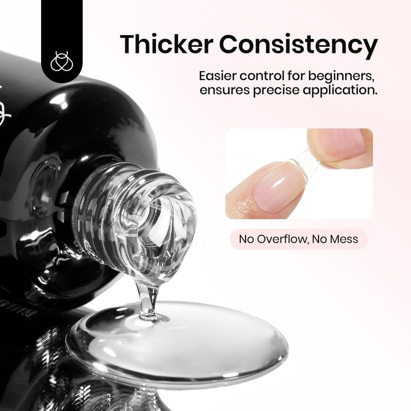 Beetles 2Pcs 15ml HEMA-Free Nail Glue Builder Nail Gel Set, Clear Builder for Nail Strengthener Thickening Building Apex Extension for Beginners & DIY Salon Manicure Gift for Women, U V Light Required