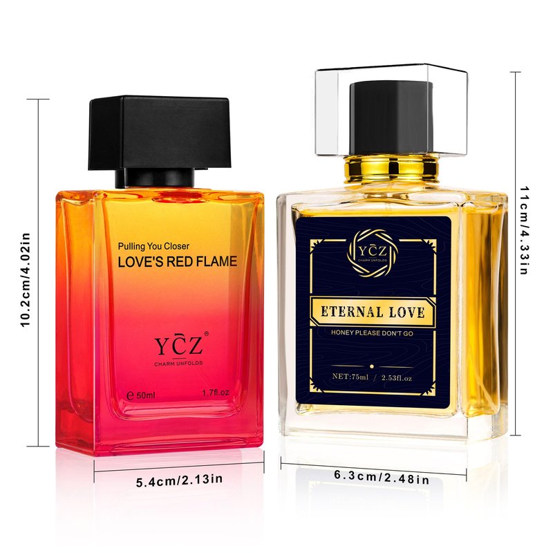 Ycz Cologne for Men Set, 1.7oz(50ml) Bottled Borrowing Fire & Carnival Men Perfume, Sophisticated Woody Rose Patchouli, Highquality Long Lasting Perfume, Sleek Bottle Design for Christmas Gifts Ideal