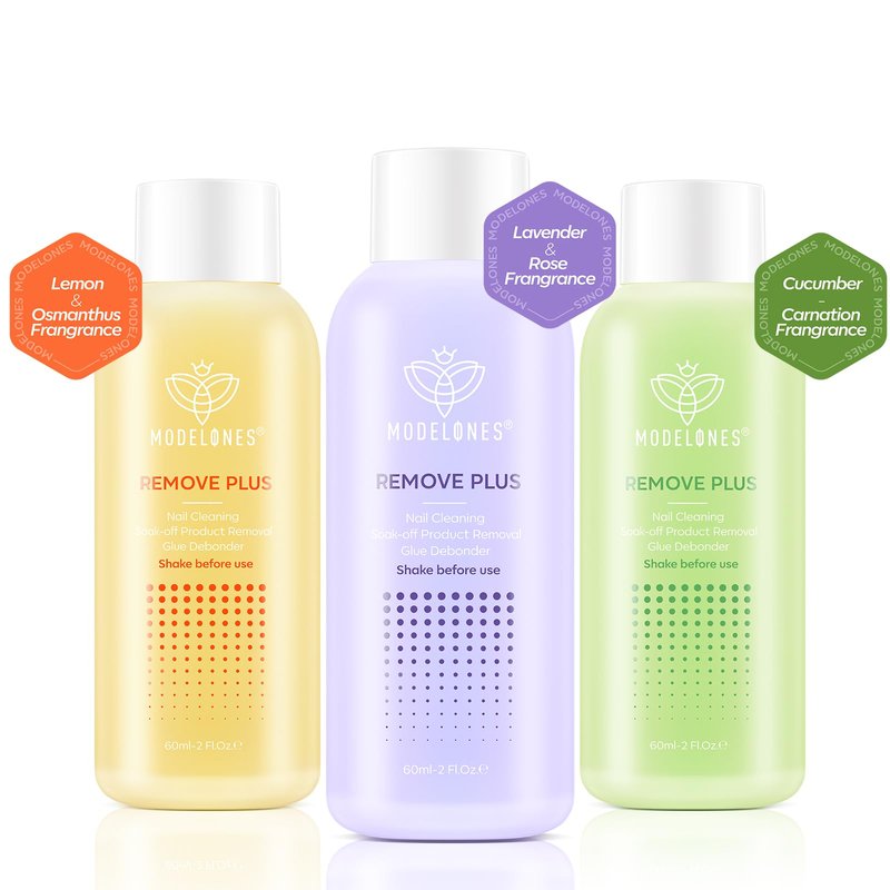 Modelones Nail Polish Remover, Gel Polish Remover Set with Jojoba Oil Fast Gentle Removal for Nail Glue Acrylic Dip Powder Press On Nails, Travel Home Salon Gift for Women 2 Fl Oz, Pack of 3