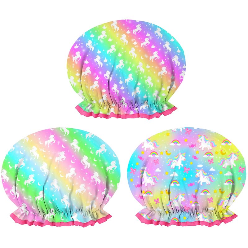 Shower Cap for Kids Reusable Waterproof, 1 Pack Unicorn Toddler Shower Cap for Girls, Cute Elastic Hair Cap for Shower