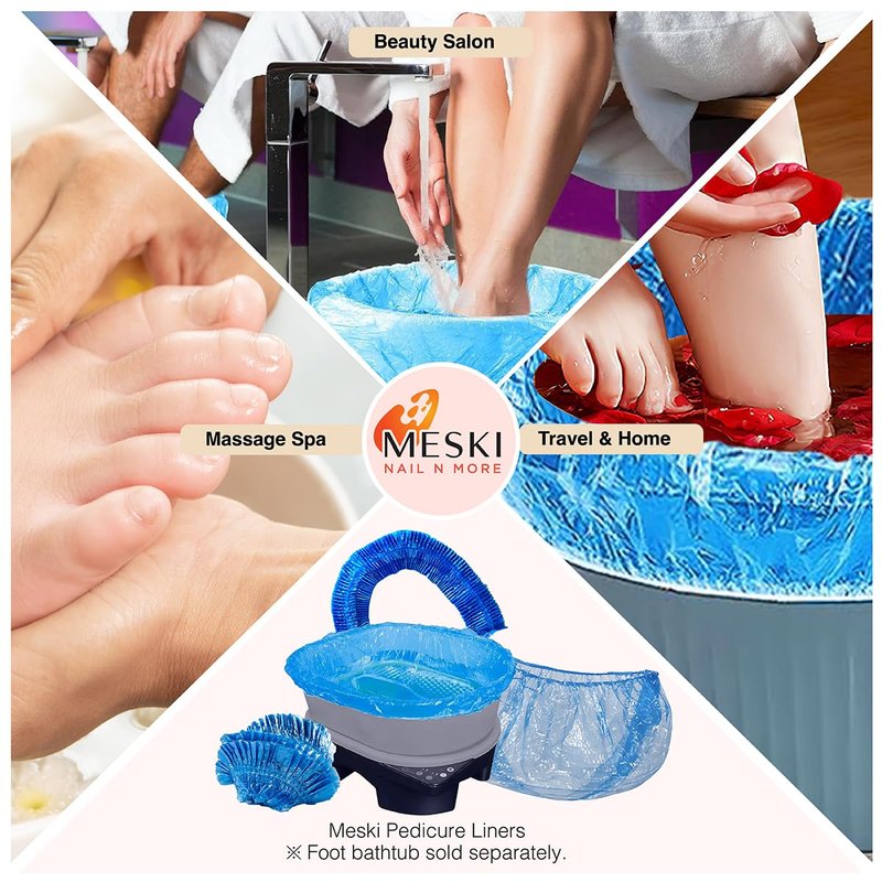 400 PCS Disposable Pedicure Spa Chair Liners – Durable Blue Elastic Foot Bath Bags for Salon Tubs and Foot Massage Treatments