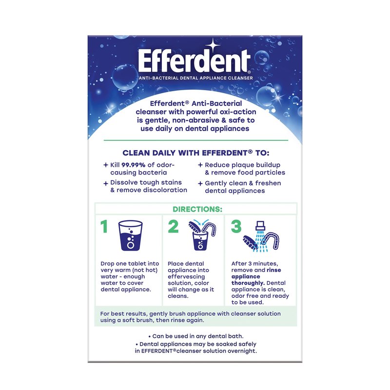 efferdent Denture Cleaner Tablets – Dental Appliances, Aligners, Mouth Guard, and Retainer Cleaner Tablets, Minty Fresh & Clean, 44 Count (Pack of 6)