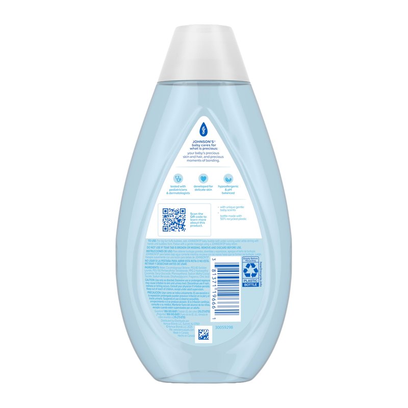 Johnson's Baby Fluffy Bubbles Bubble Bath, No More Tears, Gently Cleanses Delicate Skin Without Feeling Dry, Hypoallergenic, No Added Parabens, Sulfates & Dyes, 13.6 fl. oz